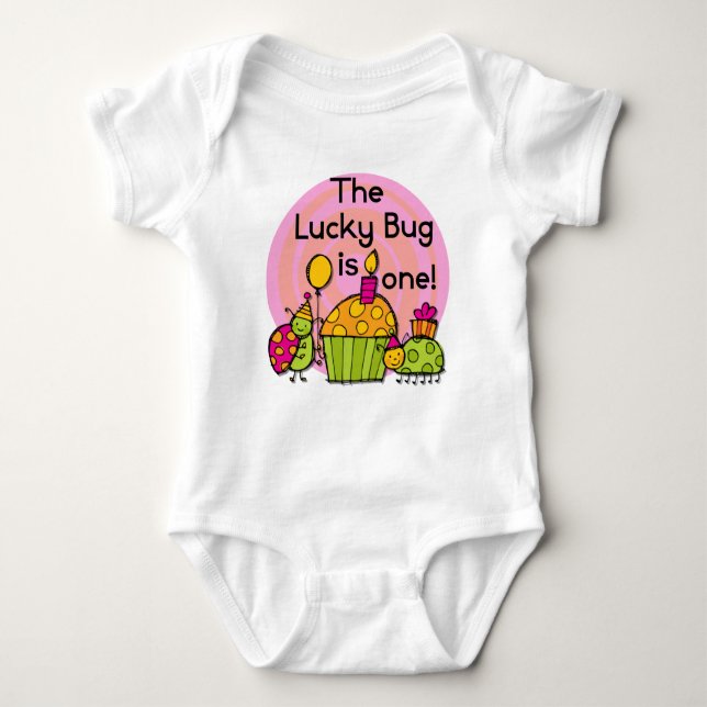 Lucky Bug Cupcake 1st Birthday Tshirts and Gifts (Front)