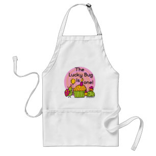 Lucky Bug Cupcake 1st Birthday Tshirts and Gifts Adult Apron