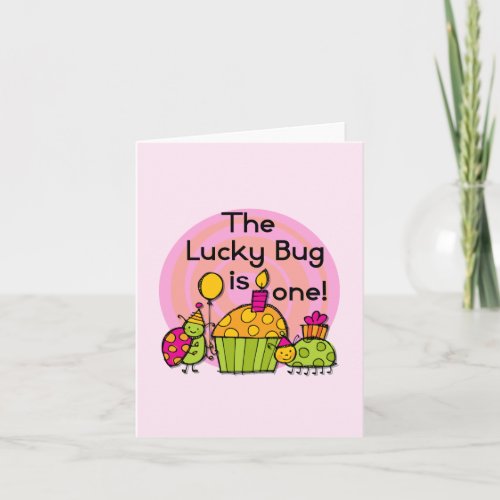 Lucky Bug Cupcake 1st Birthday Tshirts and Gifts Card