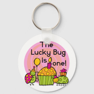 Lucky Bug Cupcake 1st Birthday Tshirts and Gifts Keychain