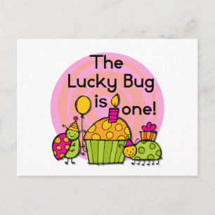 Lucky Bug Cupcake 1st Birthday Tshirts and Gifts Postcard