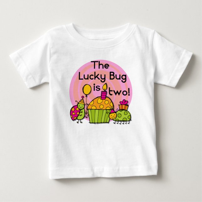 Lucky Bug Cupcake 2nd Birthday T-shirts and Gifts (Front)
