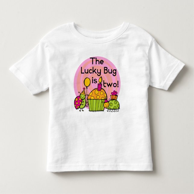 Lucky Bug Cupcake 2nd Birthday T-shirts and Gifts (Front)
