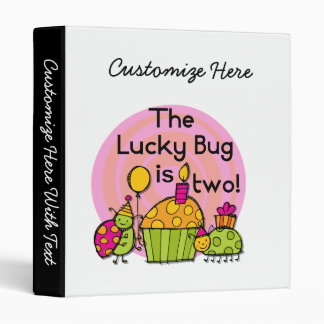 Lucky Bug Cupcake 2nd Birthday T-shirts and Gifts 3 Ring Binder