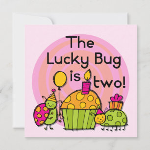 Lucky Bug Cupcake 2nd Birthday T-shirts and Gifts Card