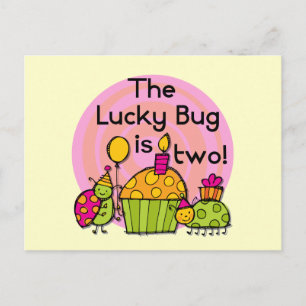 Lucky Bug Cupcake 2nd Birthday T-shirts and Gifts Postcard
