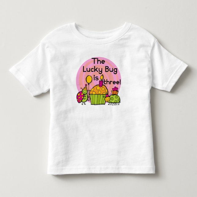 Lucky Bug Cupcake 3rd Birthday Tshirts and Gifts (Front)