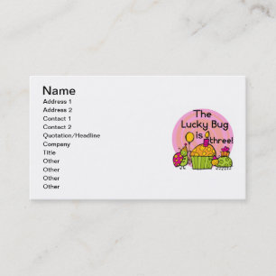 Lucky Bug Cupcake 3rd Birthday Tshirts and Gifts Business Card