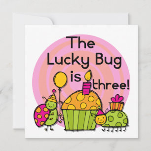 Lucky Bug Cupcake 3rd Birthday Tshirts and Gifts Card