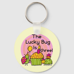 Lucky Bug Cupcake 3rd Birthday Tshirts and Gifts Keychain
