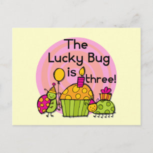 Lucky Bug Cupcake 3rd Birthday Tshirts and Gifts Postcard