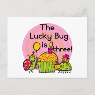 Lucky Bug Cupcake 3rd Birthday Tshirts and Gifts Postcard