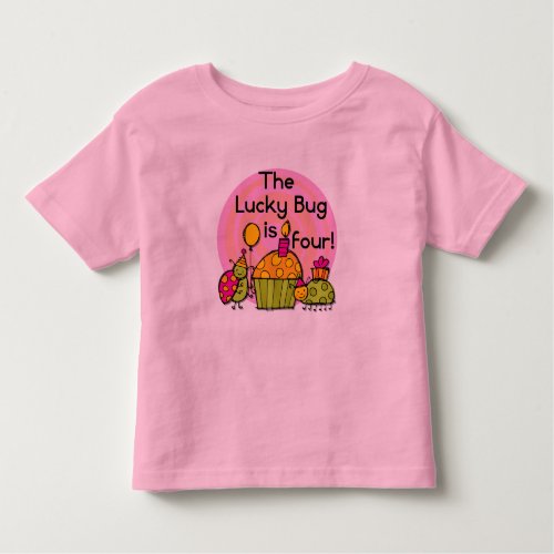 Lucky Bug Cupcake 4th Birthday T_shirts and Gifts