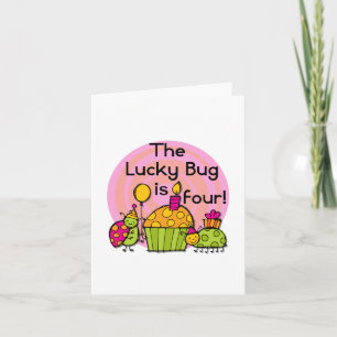 Lucky Bug Cupcake 4th Birthday T-shirts and Gifts Card