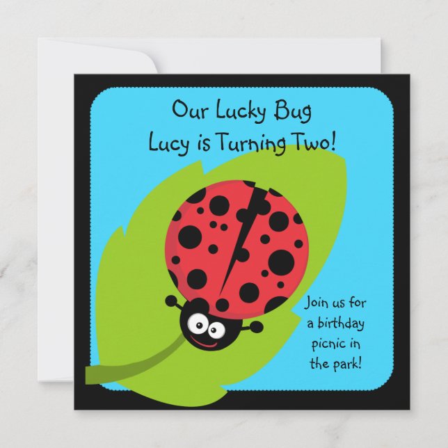 Lucky Bug Customized Birthday Invites (Front)