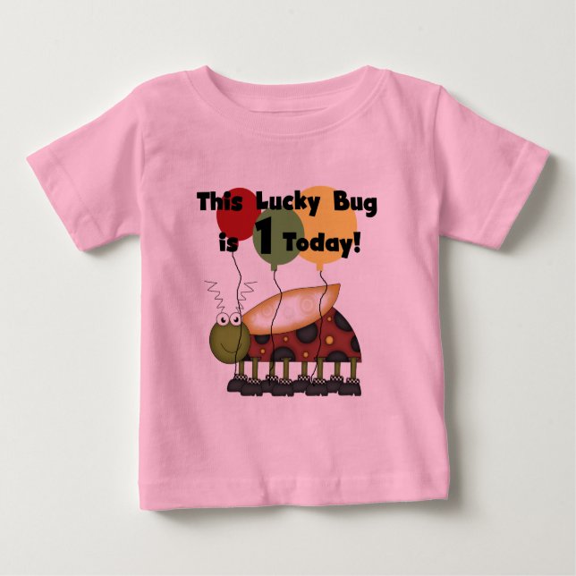 Lucky Bug is One Birthday Tshirts and Gifts (Front)
