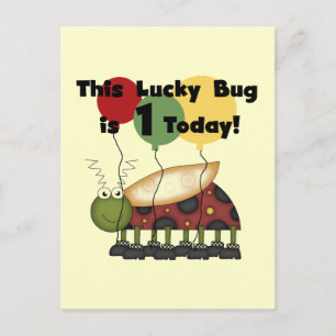 Lucky Bug is One Birthday Tshirts and Gifts Postcard