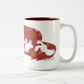 Lucky Bunnies Brushstroke Mug (Red)