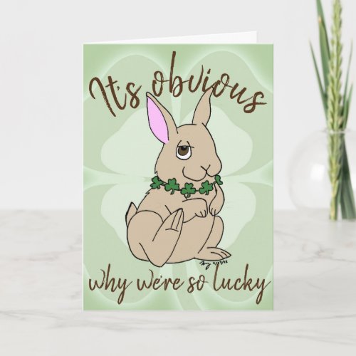Lucky Bunny Rabbit St Patricks Day Card