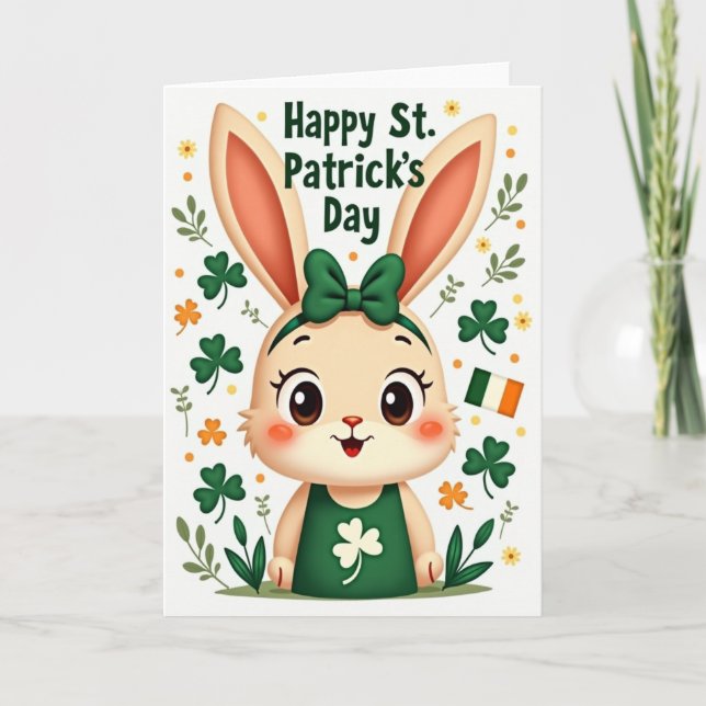 Lucky Bunny St Patricks Day Card (Front)