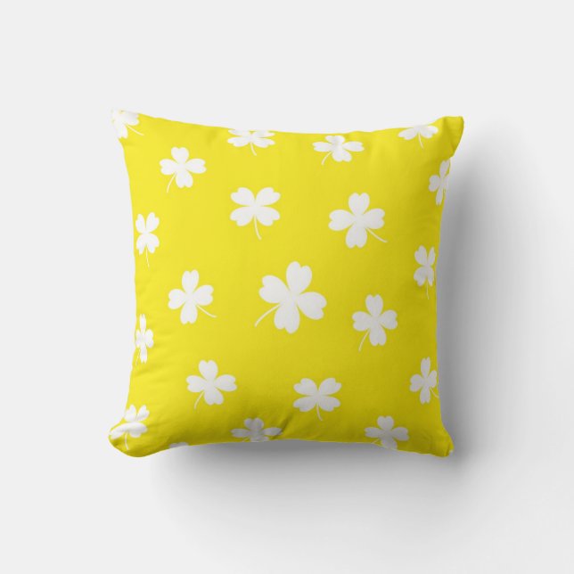 lucky canary yellow throw pillow (Front)