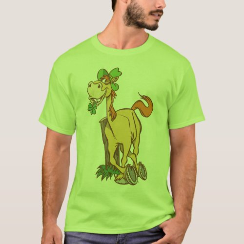 Lucky Cartoon Horse on St Patricks Day Apparel T_Shirt