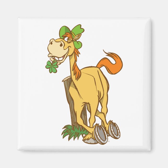 Lucky Cartoon Horse on St Patrick's Day magnet (Front)