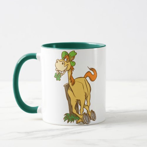Lucky Cartoon Horse on St Patricks Day mug