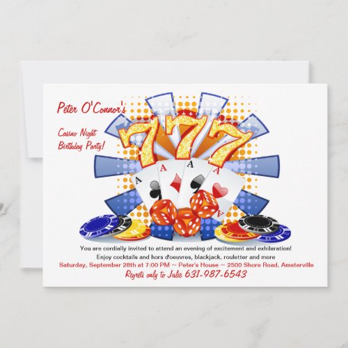 Lucky Casino Night Birthday Invitation