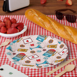 Lucky Casino Night Pattern Paper Plates