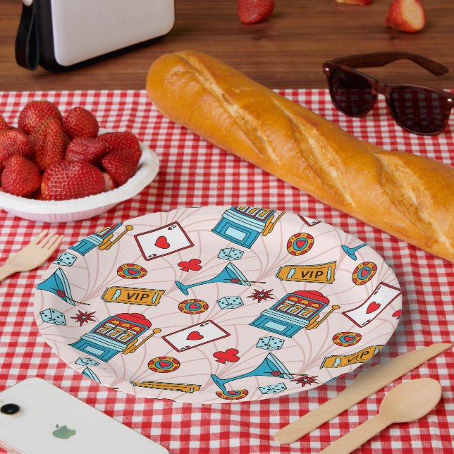 Lucky Casino Night Pattern Paper Plates (Picnic)