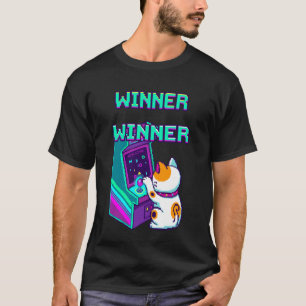 Lucky Cat Arcade Winner Retro Gaming Art T-Shirt