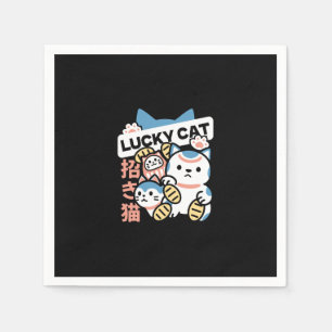 Lucky Cat Art – Maneki Neko with Gold Coin Napkins