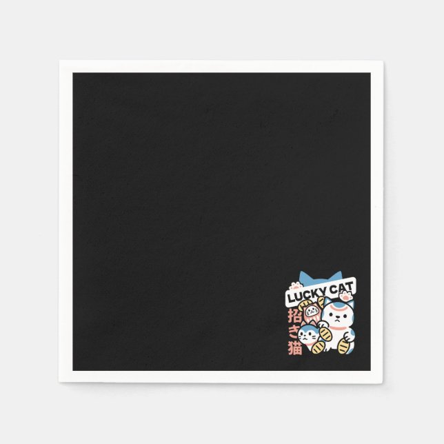 Lucky Cat Art – Maneki Neko with Gold Coin Napkins (Front)