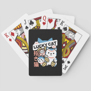 Lucky Cat Art – Maneki Neko with Gold Coin Poker Cards