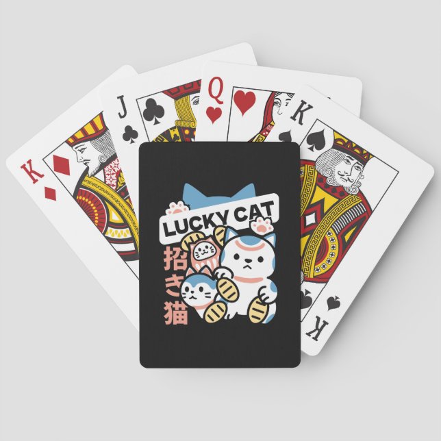 Lucky Cat Art – Maneki Neko with Gold Coin Poker Cards (Back)