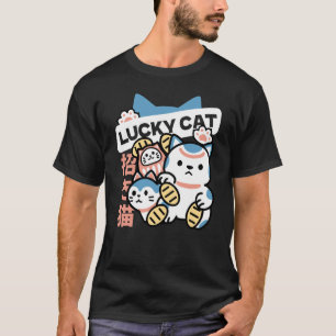 Lucky Cat Art – Maneki Neko with Gold Coin T-Shirt
