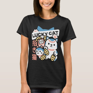 Lucky Cat Art – Maneki Neko with Gold Coin T-Shirt