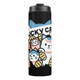 Lucky Cat Art – Maneki Neko with Gold Coin Thermal Tumbler