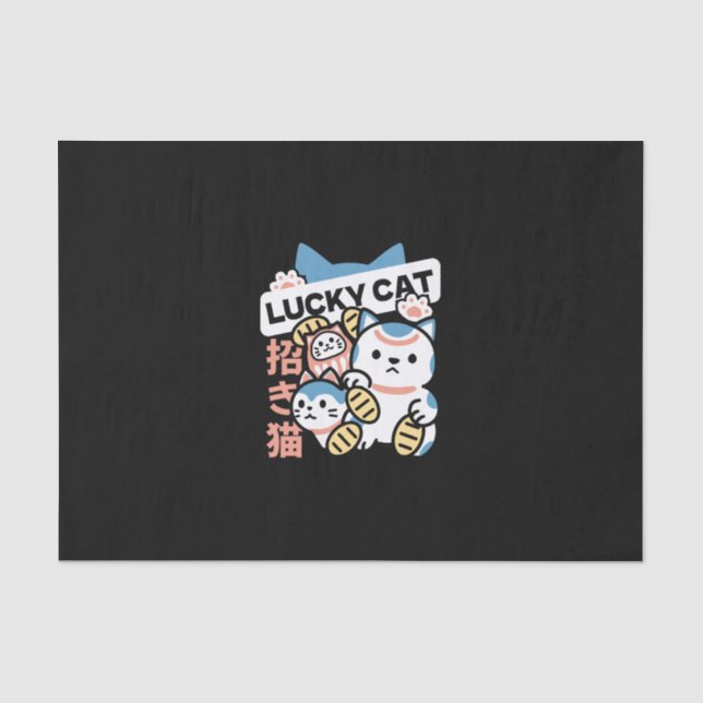 Lucky Cat Art – Maneki Neko with Gold Coin Tissue Paper (Front)