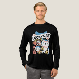 Lucky Cat Art – Maneki Neko with Gold Coin Tri-Blend Shirt