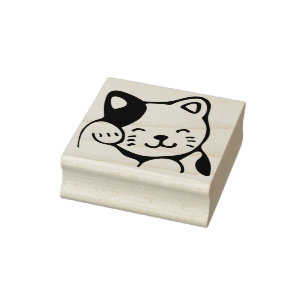 lucky cat art stamp