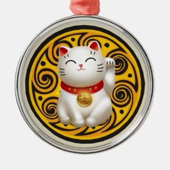 Lucky Cat Artwork Metal Ornament by artisticcats at Zazzle