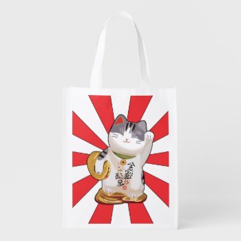 Lucky Cat B Reusable Grocery Bag by CaptainScratch at Zazzle