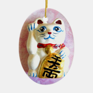 Lucky Cat Ceramic Ornament
