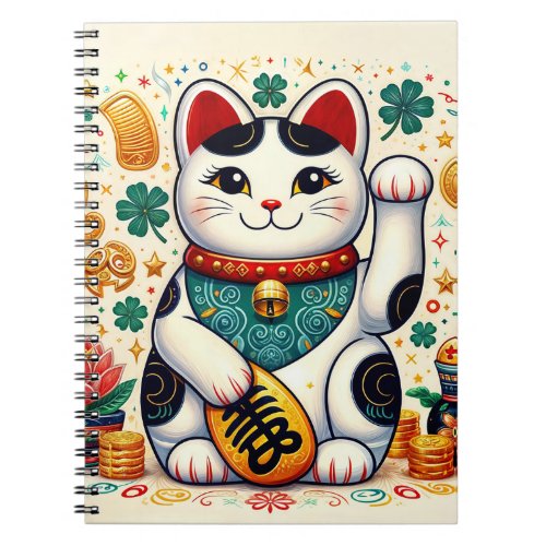 Lucky Cat Charms Maneki_Neko Inspired Notebook