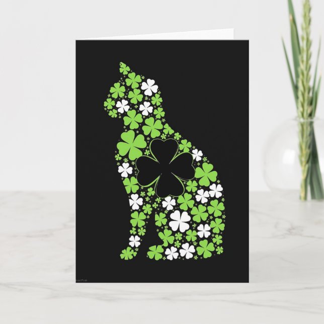 Lucky Cat Clover Graphic Art Card (Front)