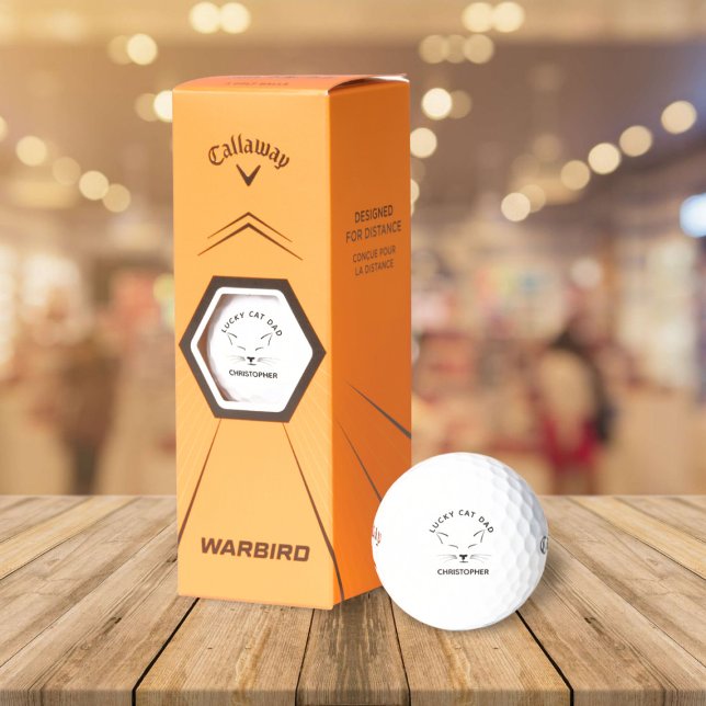 Lucky Cat Dad Personalized Golf Balls (Add the name of your lucky cat dad!)