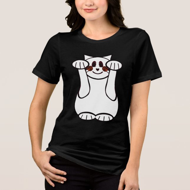 Lucky Cat -  Hold ME -Pick Me UP! Tri-Blend Shirt (Front)