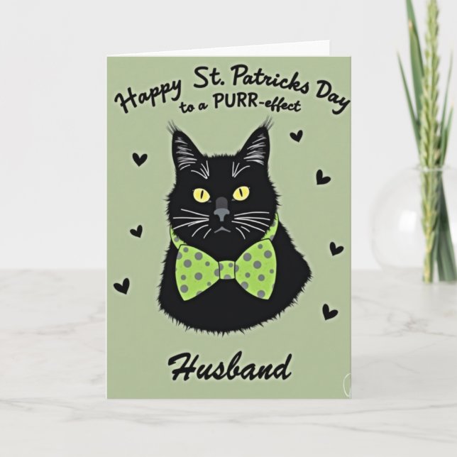 Lucky Cat Husband St Patricks Day Card (Front)